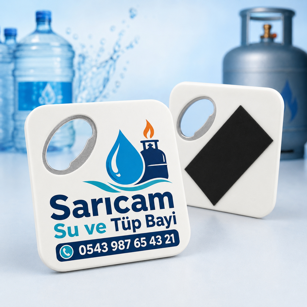 Baskılı Kare Magnet Şişe Açacağı 65 × 65 mm